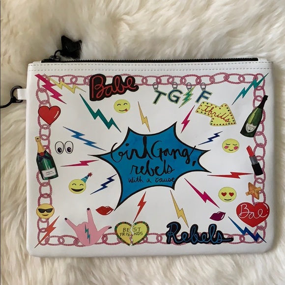 Emm Kuo Handbags - Emm Kuo Girl Gang Power White Clutch Wristlet